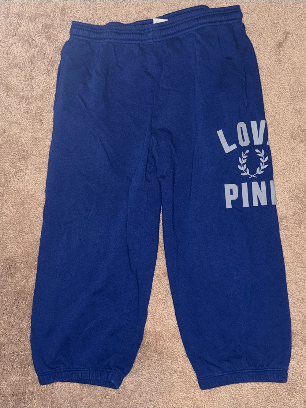 PINK Victoria's Secret Navy Blue Fleece 3/4 Bottoms